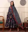 Navy Blue Colour Rayon Print Kurti With Pant And Dupatta Bulk Orders In India Aaradhna 2036